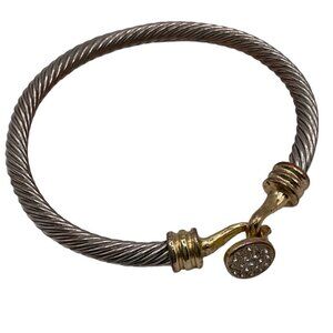 Silver/Gold Tone Bracelet w/ Rhinestone Accents